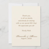 エレガント金ゴールドトロピ葉カル写真結婚の サンキューカード (裏面)