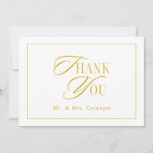 エレガント金ゴールドトーンスク結婚リプト サンキューカード (正面)