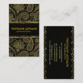 エレガント金ゴールドトーン華美ペイズリーパターンテンプレート 名刺 (正面/裏面)