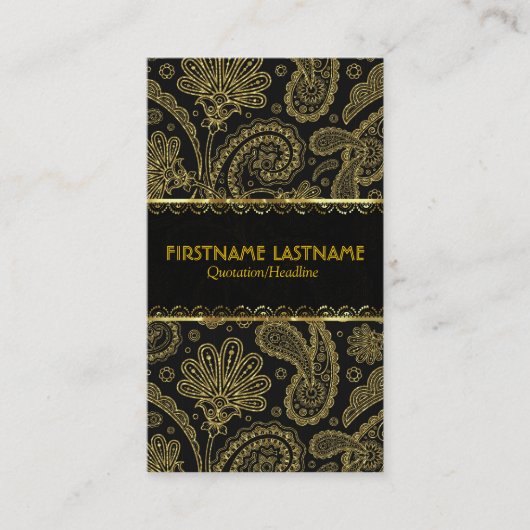エレガント金ゴールドトーン華美ペイズリーパターンテンプレート 名刺 (正面)
