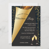 エレガント金ゴールドドット会社クリスマスパーティー 招待状 (正面)