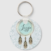 エレガント金ゴールドドリームキャッチャ抽象芸術パーソナライズされた キーホルダー (正面)