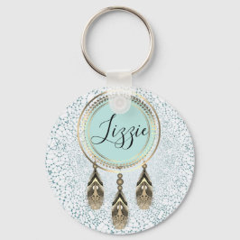 エレガント金ゴールドドリームキャッチャ抽象芸術パーソナライズされた キーホルダー