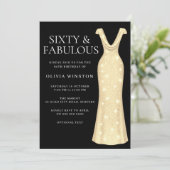 エレガント金ゴールドドレスブラック60thバースデーパーティー 招待状 (スタンド正面)