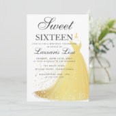 エレガント金ゴールドドレスSweet sixteen16誕生日 招待状 (スタンド正面)
