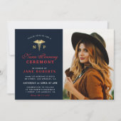 エレガント金ゴールドナースピン留め式 招待状 (正面)