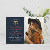 エレガント金ゴールドナースピン留め式 招待状 (スタンド正面)