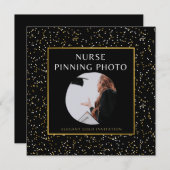 エレガント金ゴールドナースピン留め脳写真 招待状 (正面/裏面)