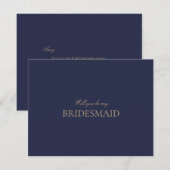 エレガント金ゴールドネイビースクリプトBridesmaid提案カード セーブザデート (正面/裏面)