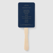 エレガント金ゴールドネイビーブルーウドゥ結婚式 プログラム ハンドファン (裏面)