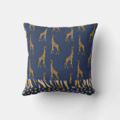 エレガント金ゴールドネイビーブルータイガーキラフェチータープリント クッション (裏面)