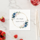 エレガント金ゴールドネイビーブルーピンク花開花結婚ズ スタンダードカクテルナプキン (インサイチュ)