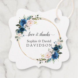 エレガント金ゴールドネイビーブルーピンク花開花結婚ズ フェイバータグ