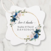 エレガント金ゴールドネイビーブルーピンク花開花結婚ズ フェイバータグ (正面)