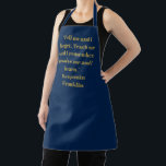 エレガント金ゴールドネイビーブルー名前をカスタムする文字引用文 エプロン<br><div class="desc">ミニマエレガントルモダンフェイク金ゴールドとネイビー青名前をカスタムする文字フレーズ引用文エプロン。調理師素晴らし、料理人、陶磁器、陶芸、工芸品、仕事、キッチン、ベーキング、バーベキュー、グリル及びビジネス及び店舗のために</div>