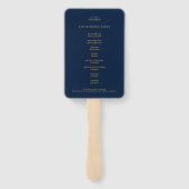 エレガント金ゴールドネイビーブルー結婚式 プログラム ハンドファン (裏面)