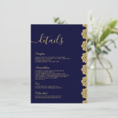 エレガント金ゴールドネイビーブルー観賞用イスラム詳細 招待状 (スタンド正面)