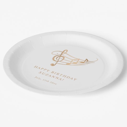 エレガント金ゴールドノート誕生日 ペーパープレート (アングル)