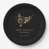 エレガント金ゴールドノート誕生日 ペーパープレート (正面)