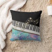 エレガント金ゴールドノート，ピアノ鍵，オパール虹色 クッション (ブランケット)