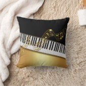 エレガント金ゴールドノート、ピアノ鍵、ブラック クッション (ブランケット)