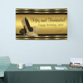 エレガント金ゴールドハイヒール誕生日パーティー 横断幕 (トレードショー)