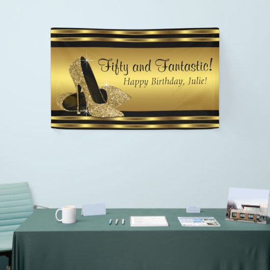 エレガント金ゴールドハイヒール誕生日パーティー 横断幕 (トレードショー)