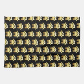 エレガント金ゴールドハウスシンボル実在エステートパターン キッチンタオル (横)