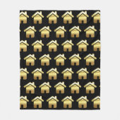 エレガント金ゴールドハウスシンボル実在エステートパターン フリースブランケット (正面)