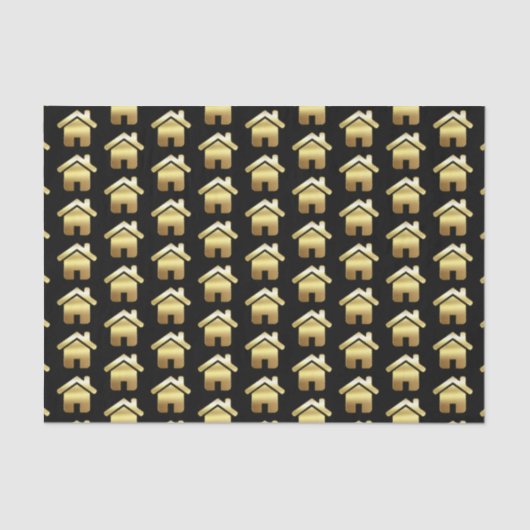 エレガント金ゴールドハウスシンボル実在エステートパターン 薄葉紙 (正面)