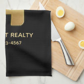 エレガント金ゴールドハウスシンボル実在エテートデザイン キッチンタオル (四つ折り)