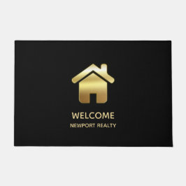 エレガント金ゴールドハウスシンボル実在エテートデザイン ドアマット