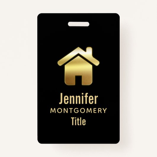 エレガント金ゴールドハウスシンボル実在エテートデザイン バッジ (裏面)