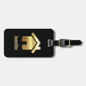 エレガント金ゴールドハウスシンボル実在エテートデザイン ラゲッジタグ (正面横)