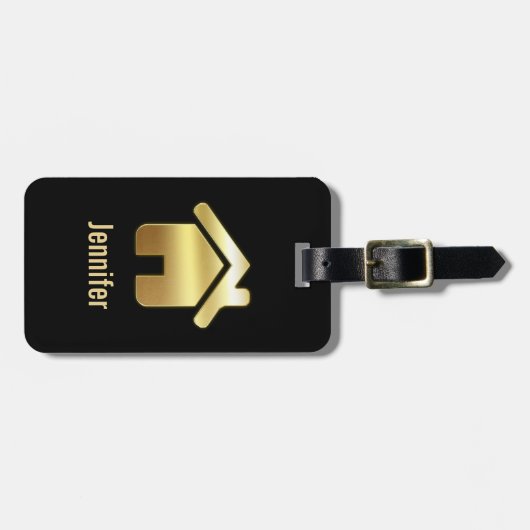 エレガント金ゴールドハウスシンボル実在エテートデザイン ラゲッジタグ (正面横)