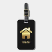 エレガント金ゴールドハウスシンボル実在エテートデザイン ラゲッジタグ (正面縦)