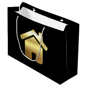 エレガント金ゴールドハウスシンボル実在エテートデザイン ラージペーパーバッグ