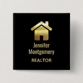 エレガント金ゴールドハウスシンボル実在エテートデザイン 缶バッジ