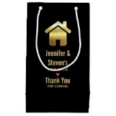 エレガント金ゴールドハウスシンボル引っ越し祝いパーティーありがとう スモールペーパーバッグ (正面)