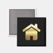 エレガント金ゴールドハウスシンボ実在ルエステートデザイン マグネット (正面/裏面)