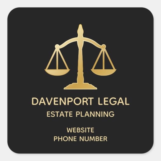 エレガント金ゴールドハウスシ実在ンボルエステートデザインスモール スクエアシール (正面)