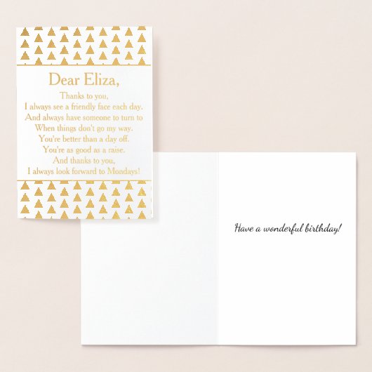 エレガント金ゴールドハッピーバースデー従業員連句 箔カード (ディスプレー)