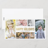 エレガント金ゴールドハッピーホリデイズ5コラージュフォト シーズンカード (正面/裏面)