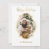 エレガント金ゴールドハッピーホリデーのスクリプトフォト シーズンカード (正面)