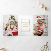 エレガント金ゴールドハッピーホリデーのスクリプユニークト写真 三つ折りカード (内部)