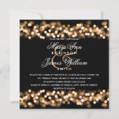 エレガント金ゴールドハリウ結婚ッドグラム 招待状 (正面)