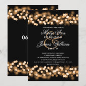 エレガント金ゴールドハリウ結婚ッドグラム 招待状 (正面/裏面)