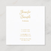 エレガント金ゴールドハンドスクリプト文字ミニマルテンプレート スクエア名刺 (裏面)