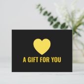 エレガント金ゴールドハートシンプル、ブラックギフト証明書 (スタンド正面)