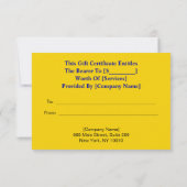 エレガント金ゴールドハートシンプル、ブラックギフト証明書 (裏面)